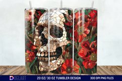 3D Skull Flowers Stained Glass Tumbler Wrap Product Image 1