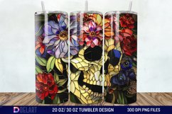 3D Skull Flowers Stained Glass Tumbler Wrap Product Image 1