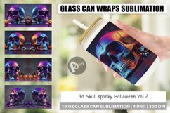 Glass Can Wraps 3D Skull spooky Product Image 1