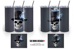 3D Skull with Hat | Tumbler Sublimation Wrap Product Image 3