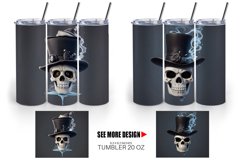 3D Skull with Hat | Tumbler Sublimation Wrap Product Image 5