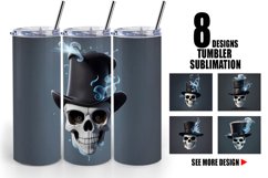 3D Skull with Hat | Tumbler Sublimation Wrap Product Image 1