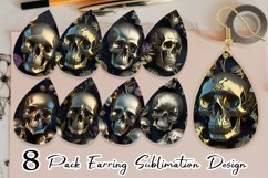 Earring teardrop sublimation 3D skulls gold Product Image 1