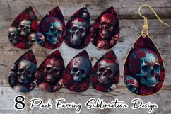 Earring teardrop sublimation 3D skulls red Product Image 1