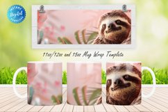 3D Sloth Floral 11, 12 &amp; 15 Oz Mug Sublimation Product Image 1