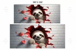 3d Sloth Mug Wrap Sublimation Designs, 3d Mug, Sloth Png