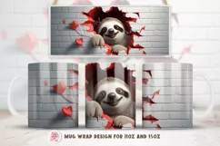 3d Sloth Mug Wrap Sublimation Designs, 3d Mug, Sloth Png