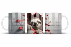 3d Sloth Mug Wrap Sublimation Designs, 3d Mug, Sloth Png