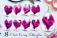 3D Smoke Heart Earring teardrop sublimation design Product Image 1
