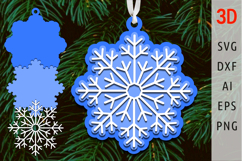 3d snowflake svg Christmas ornament svg layered papercut Product Image 1