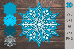 3d snowflake svg Christmas ornament svg layered papercut Product Image 1