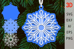 3d snowflake svg Christmas ornament svg layered papercut Product Image 1