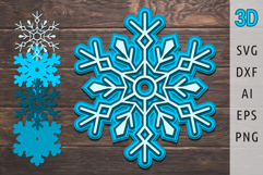 3d snowflake svg Christmas ornament svg layered papercut Product Image 1