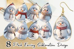 3D Snowman Earring teardrop sublimation design Product Image 1