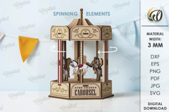 3D Spinning Carousels Bundle Laser Cut. Stand Decor SVG Product Image 2