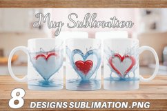 3D Splash Water Love heart | Mug sublimation design Product Image 1