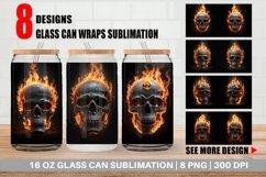 3D Spooky Skull Burn Glass Can Wraps Product Image 1