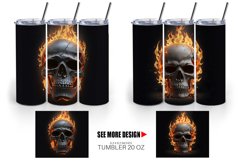 3D Spooky Skull Burning | Tumbler Sublimation Wrap Product Image 2