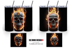3D Spooky Skull Burning | Tumbler Sublimation Wrap Product Image 3