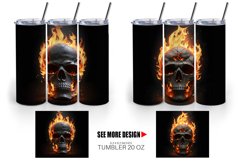 3D Spooky Skull Burning | Tumbler Sublimation Wrap Product Image 4