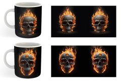 3D Spooky Skull Burning | Mug sublimation design Product Image 3