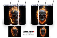 3D Spooky Skull Burning | Tumbler Sublimation Wrap Product Image 5