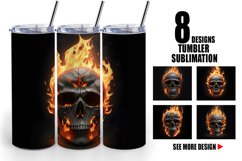 3D Spooky Skull Burning | Tumbler Sublimation Wrap Product Image 1