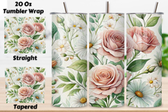 seamless spring birthday tumbler, floral tumbler wrap design, pastel rose daisy arrangement, birthday flower tumbler wrap, 20oz skinny tumbler wrap, tapered seamless tumbler design, straight tumbler wrap png, spring rose watercolor design, seamless floral