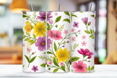 seamless tumbler wrap, spring floral design, vibrant wildflower wrap, watercolor floral design, 20oz skinny tumbler, tapered tumbler wrap, straight tumbler design, floral watercolor art, spring flower wrap, wildflower tumbler design