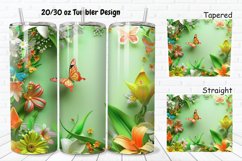 3D Spring Flowers Green Butterfly 20/30oz Skinny Tumbler Product Image 1