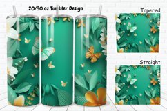 3D Spring Flowers Green Butterfly 20/30oz Skinny Tumbler Product Image 1