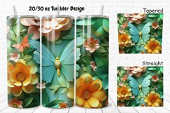 3D Spring Flowers Green Butterfly 20/30oz Skinny Tumbler Product Image 1