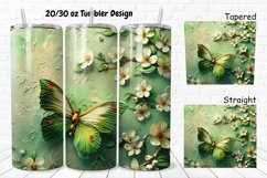 3D Spring Flowers Green Butterfly 20/30oz Skinny Tumbler Product Image 1