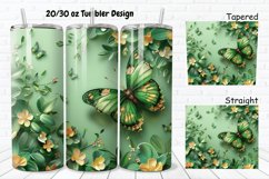 3D Spring Flowers Green Butterfly 20/30oz Skinny Tumbler Product Image 1