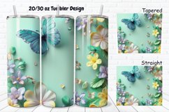 3D Spring Flowers Green Butterfly 20/30oz Skinny Tumbler Product Image 1