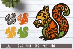 3d Squirrel Autumn Layered SVG design