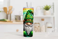 3D St Patricks Day Gnome Tumbler Wrap PNG | St Patricks PNG Product Image 2