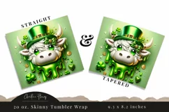 3D St Patricks Highland Cow Tumbler Wrap PNG Product Image 3