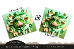 3D St Patricks Highland Cow Tumbler Wrap PNG Product Image 3