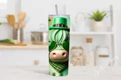 3D Highland Cow St Patricks Tumbler Wrap PNG Product Image 2