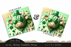 3D Highland Cow St Patricks Tumbler Wrap PNG Product Image 3