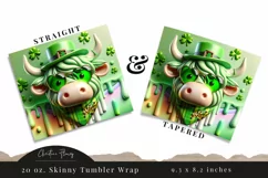 3D St Patricks Day Highland Cow Tumbler Wrap PNG Product Image 3