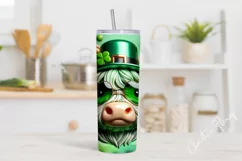 3D St Patricks Highland Cow Tumbler Wrap PNG Product Image 2