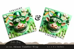 3D St Patricks Highland Cow Tumbler Wrap PNG Product Image 3
