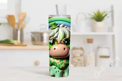 3D St Patricks Day Highland Cow Tumbler Wrap PNG Product Image 2