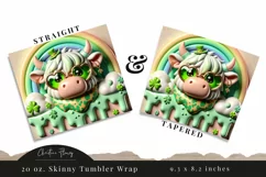 3D St Patricks Day Highland Cow Tumbler Wrap PNG Product Image 3