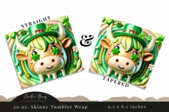 3D St Patricks Day Highland Cow Tumbler Wrap PNG Product Image 3