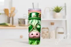 3D Highland Cow St Patricks Tumbler Wrap PNG Product Image 2