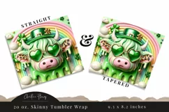 3D Highland Cow St Patricks Tumbler Wrap PNG Product Image 3