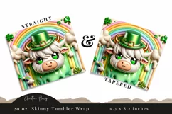 3D St Patricks Day Highland Cow Tumbler Wrap PNG Product Image 3